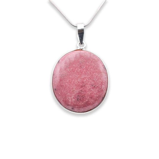 925 Sterling Silver Rhodonite Pendant with chain