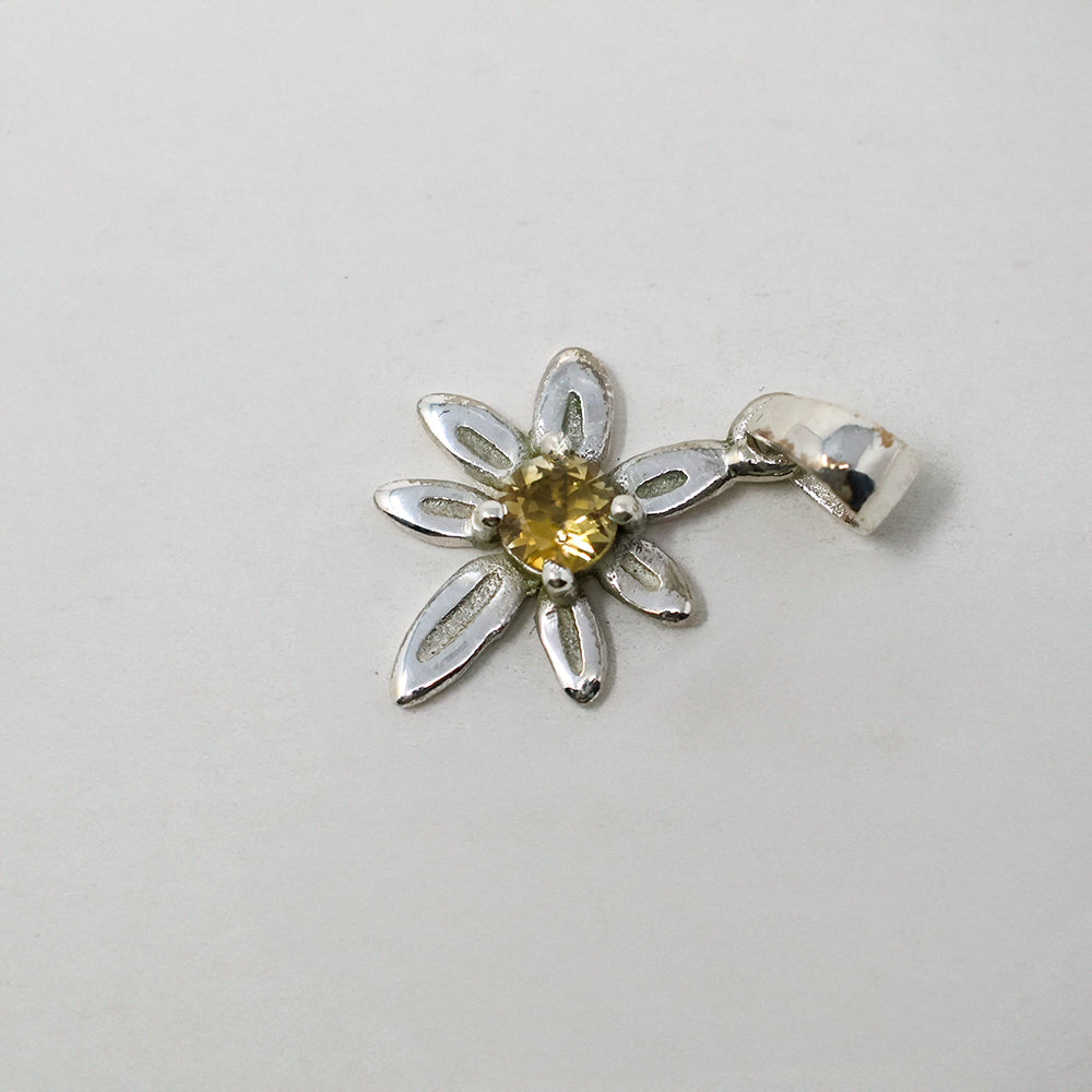 Citrine Flower Silver Pendant