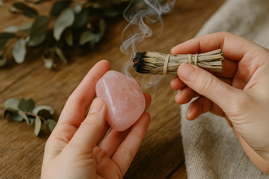 rose quartz cleaning using smoke