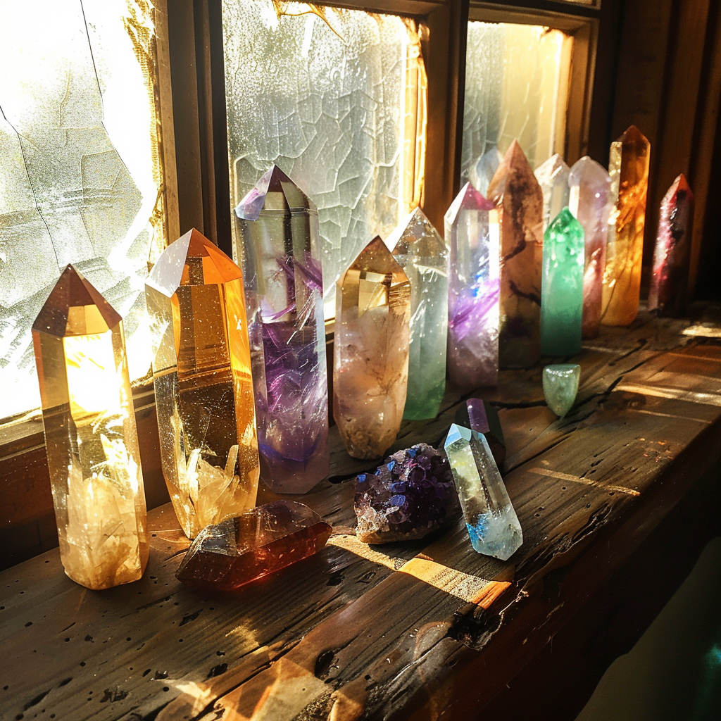 different types of crystals in sunlight