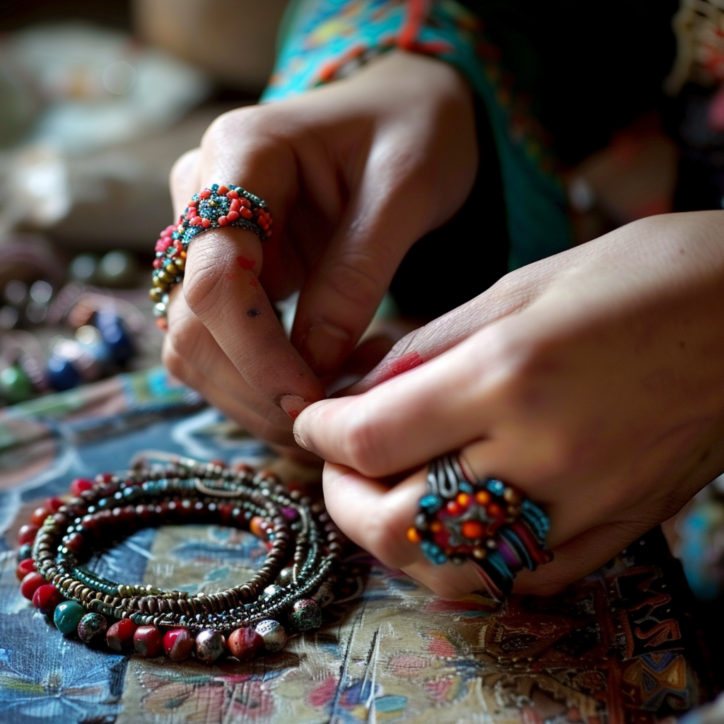 a person making a bracelet