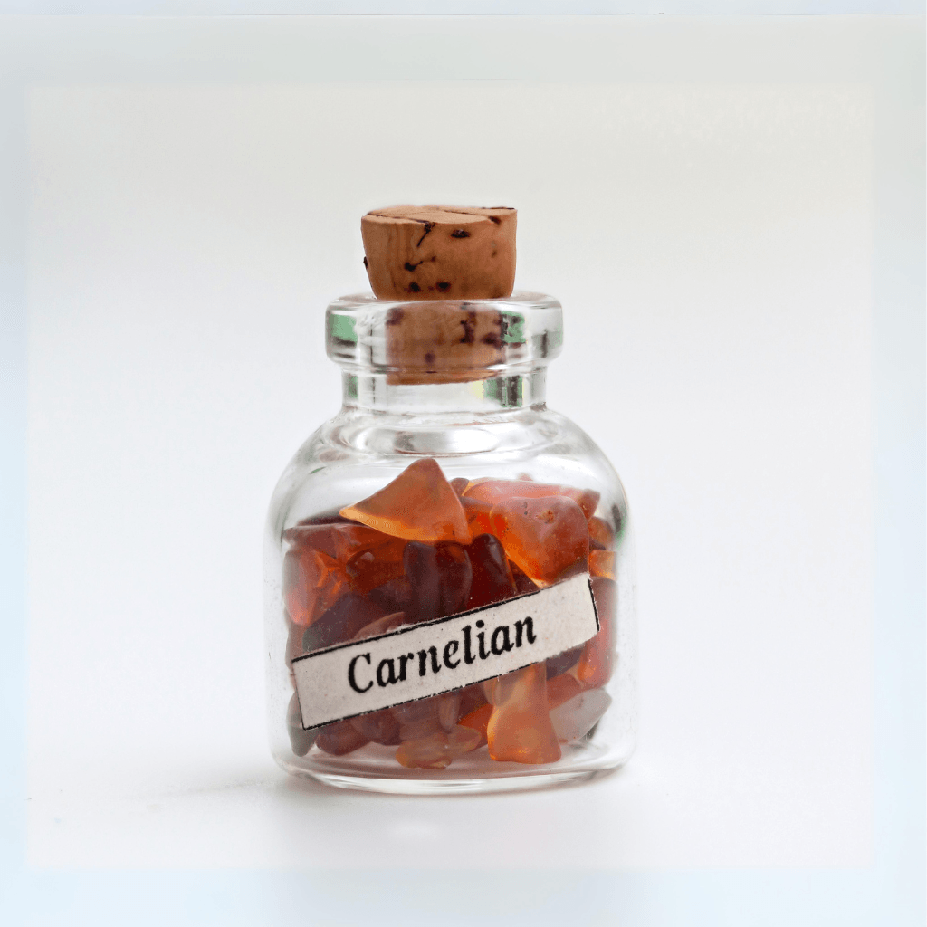 Carnelian in a jar front angle