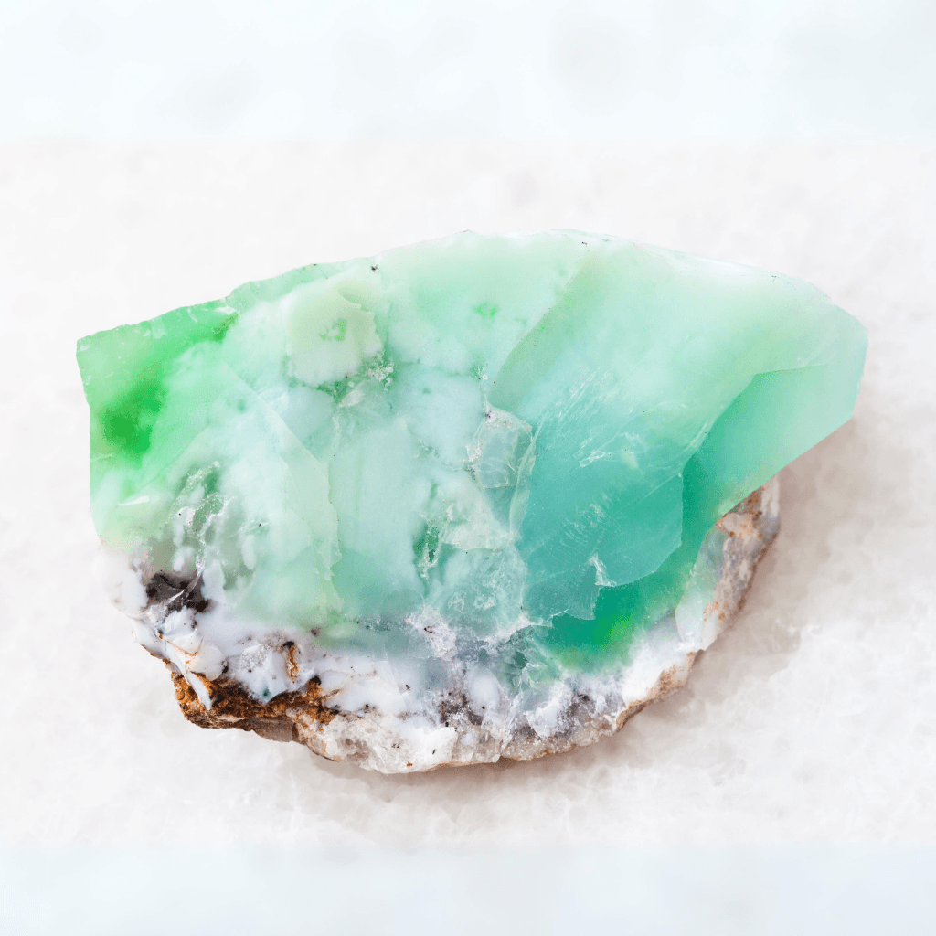 natural geode chrysoprase top angle