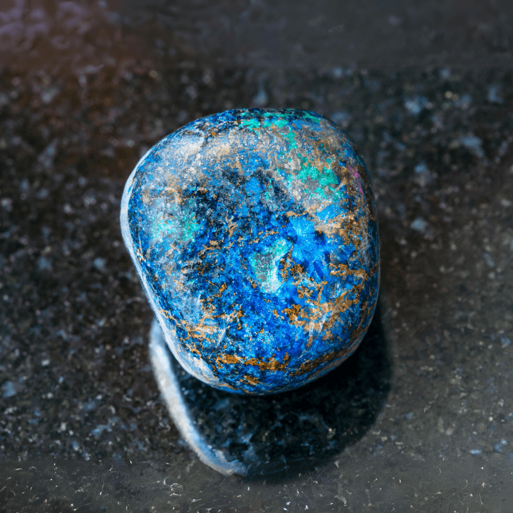 Azurite tumbled stone from top angle