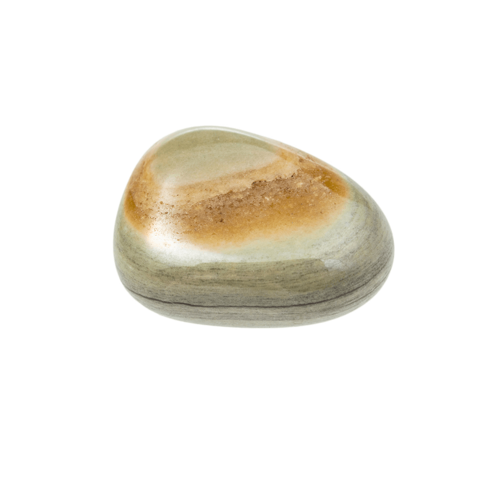 Banded agate tumbled stone top angle
