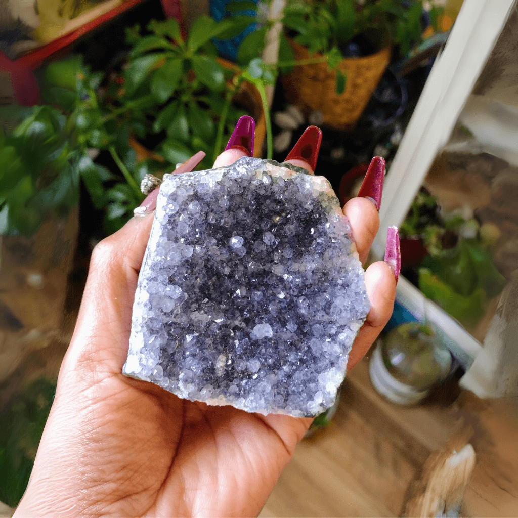 natural geode purple colored durzy stone