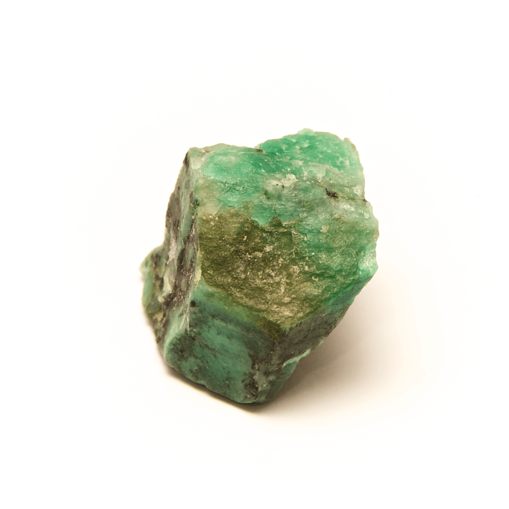 natural emarald chunk with white background