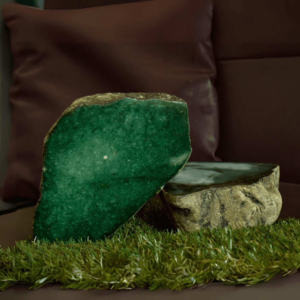 jade natural geode in natural settings