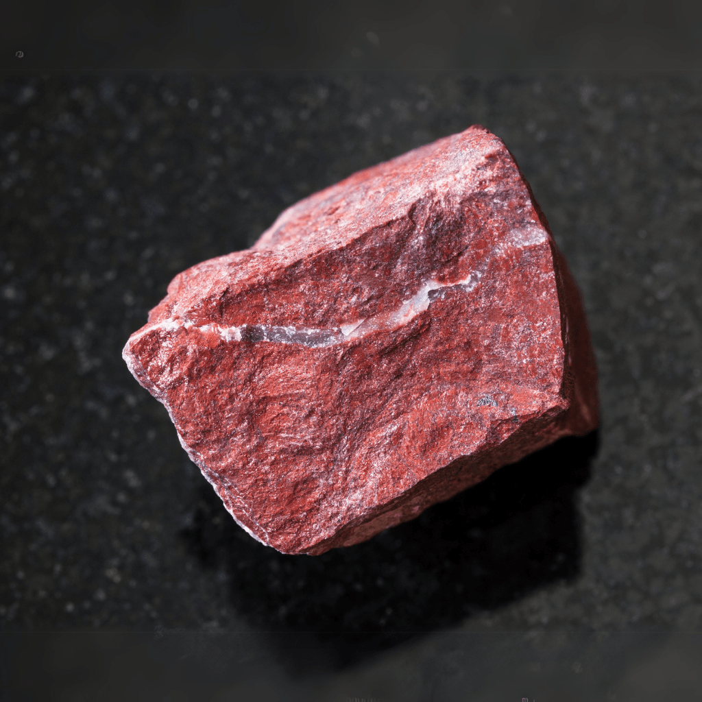 red jasper natural chunk top angle with black background