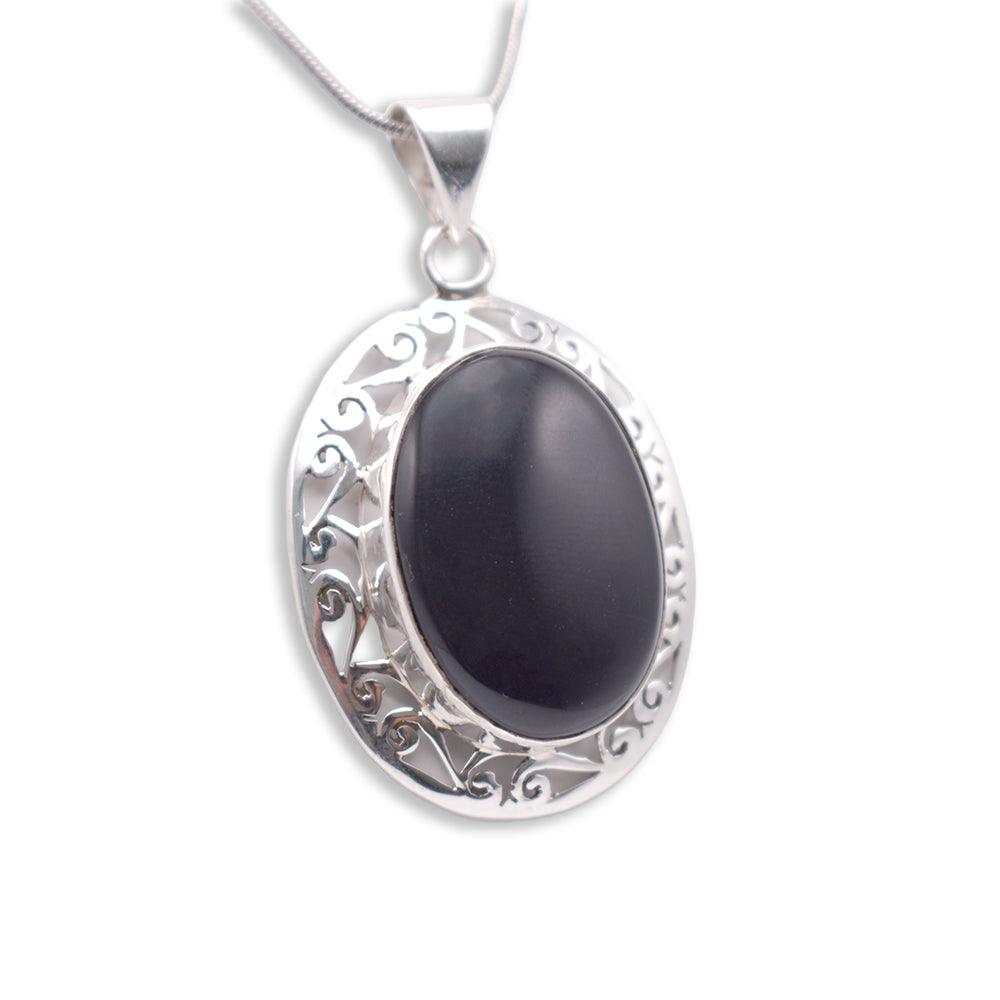 925 Sterling Silver Black Onyx Pendant  with chain