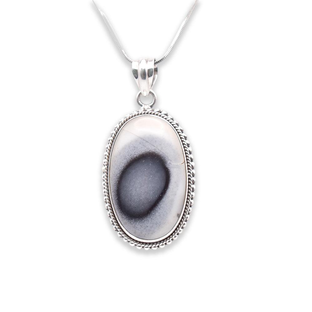Sterling Silver Dendritic Agate Pendant with chain 