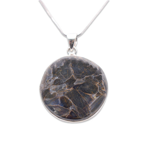 925 Sterling Silver circle shaped Jasper Pendant with chain
