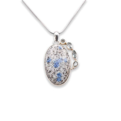 925 Sterling Silver oval shaped K2 Stone Pendant with chain