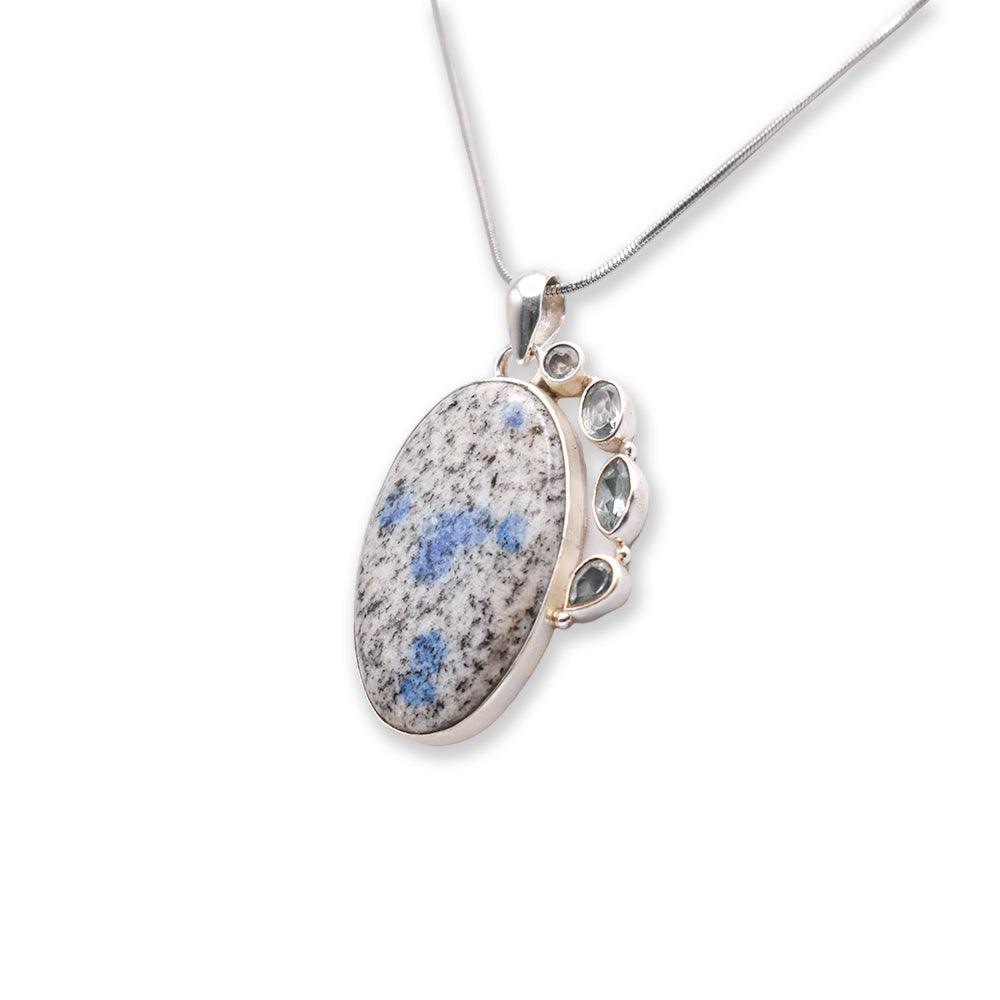oval shaped K2 Stone Pendant with silver chain