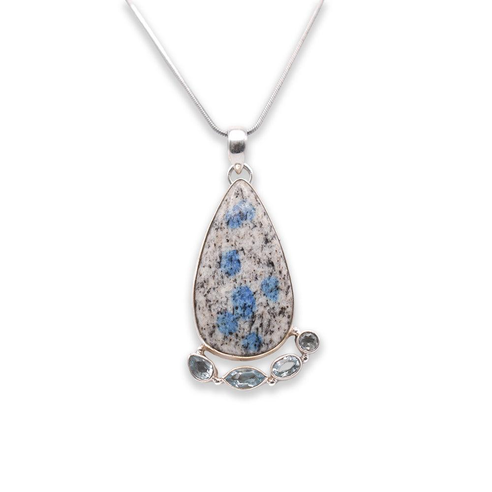 925 Sterling Silver pear shaped K2 Stone Pendant with chain