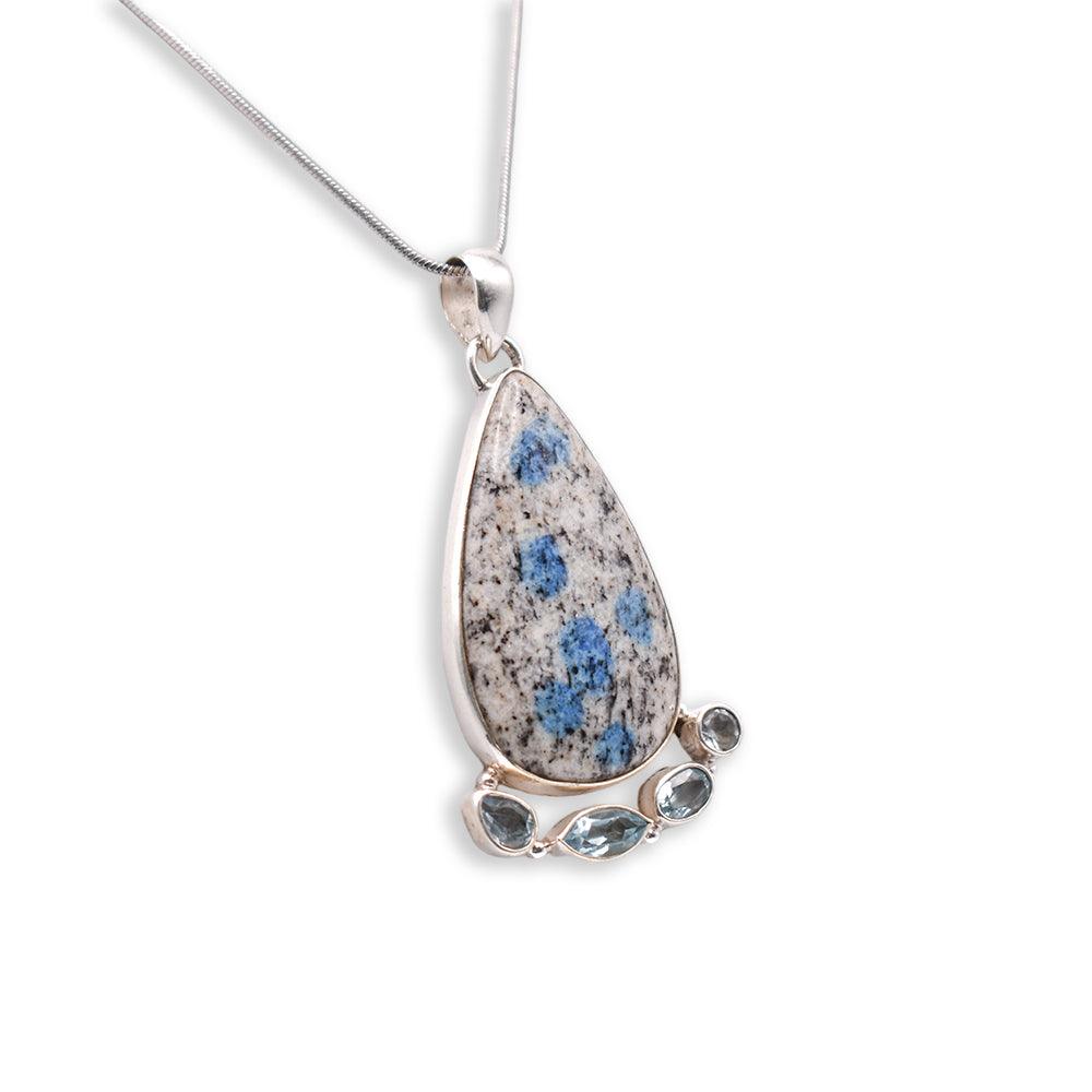 Silver pear shaped K2 Stone Pendant with chain
