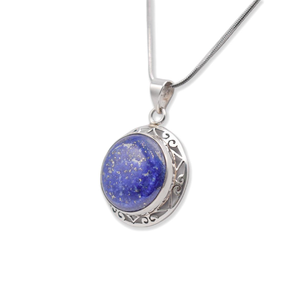 circle shaped lapis lazuli Pendant with chain