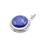 925 Sterling Silver circle shaped lapis lazuli Pendant without chain
