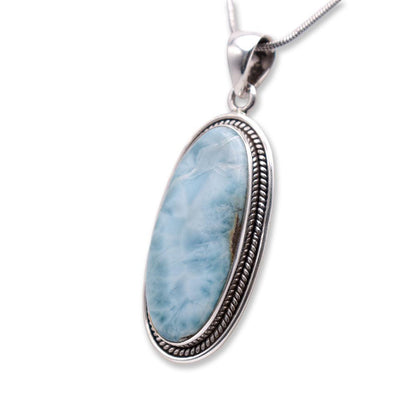 Larimar Pendant with silver chain 