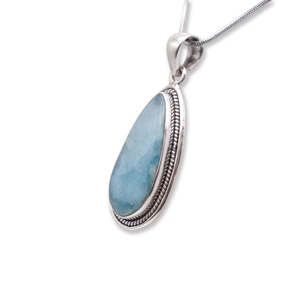 Larimar Pendant with silver chain