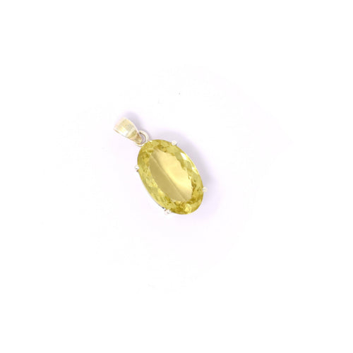 925 sterling silver lemon quartz yellow color pendant top angle without chain 
