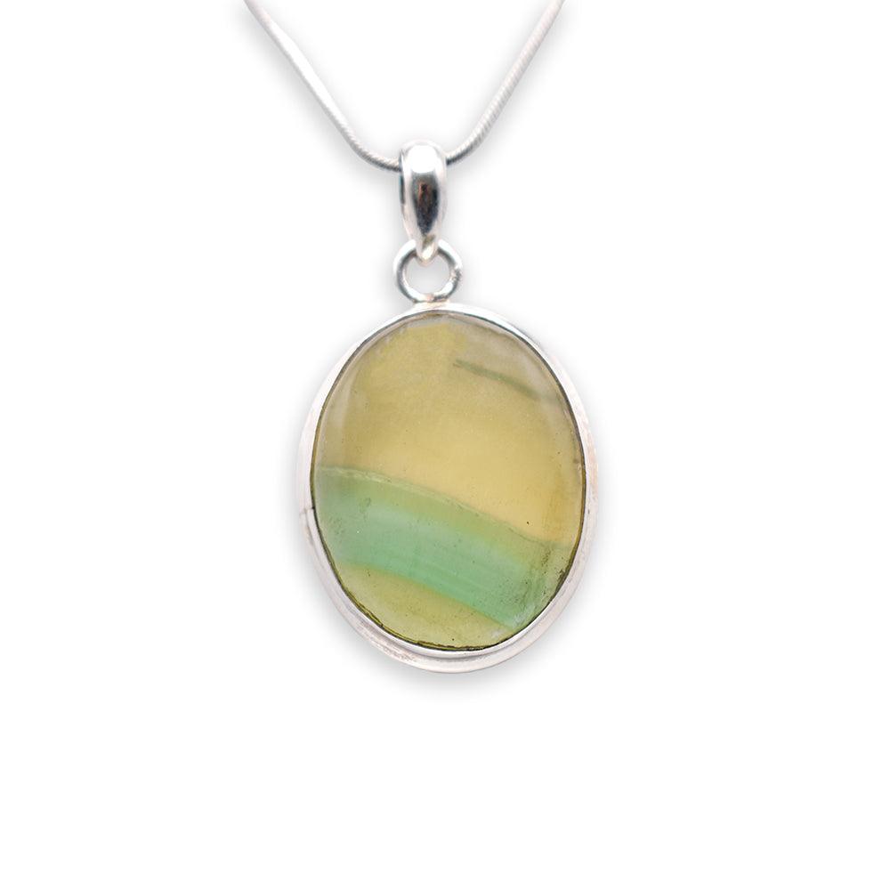925 Sterling Silver Multi Fluorite Pendant with chain 