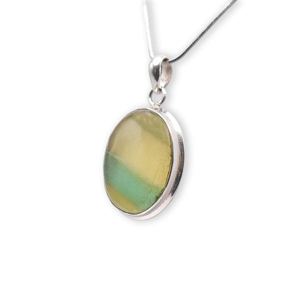 Silver Multi Fluorite Pendant with chain