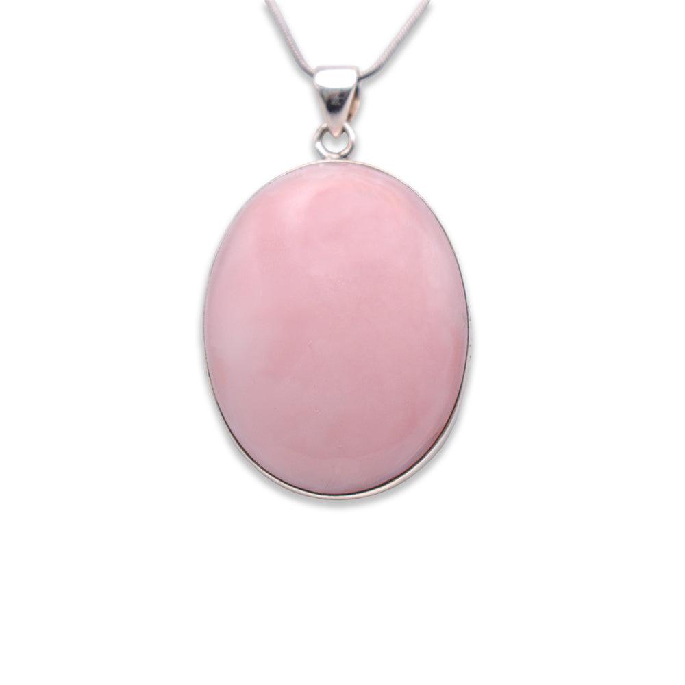 925 Sterling Silver Pink Opal Pendant with silver chain