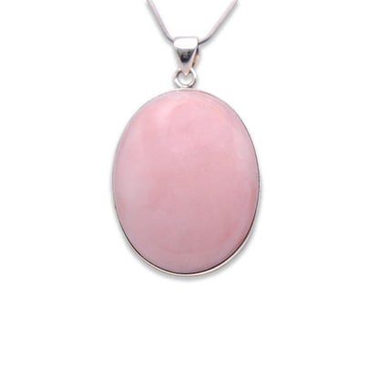 925 Sterling Silver Pink Opal Pendant with silver chain