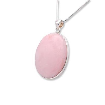Pink Opal Pendant with silver chain