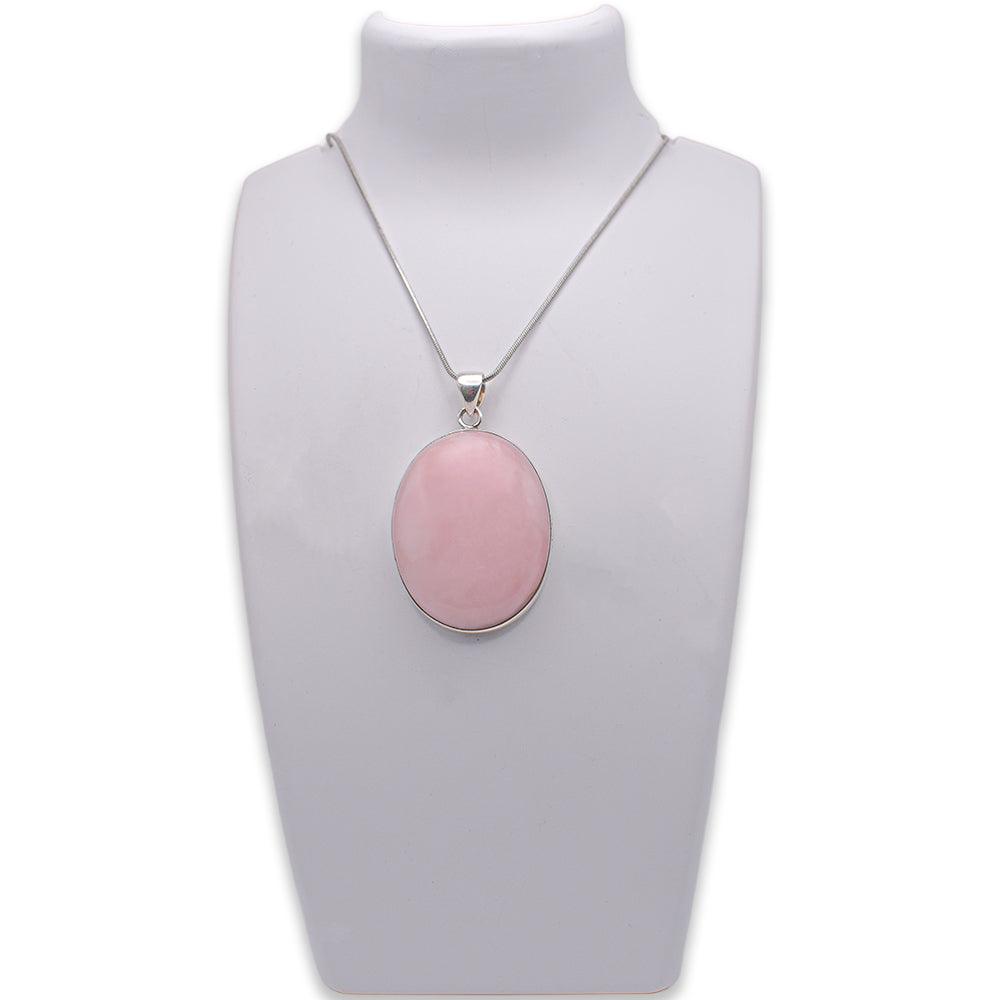 Pink Opal Pendant on jewelry display