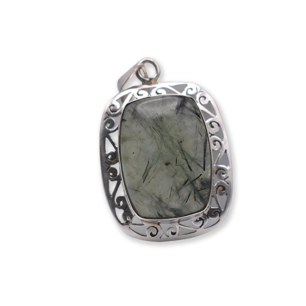 925 Sterling Silver Prehnite Pendant without chain 