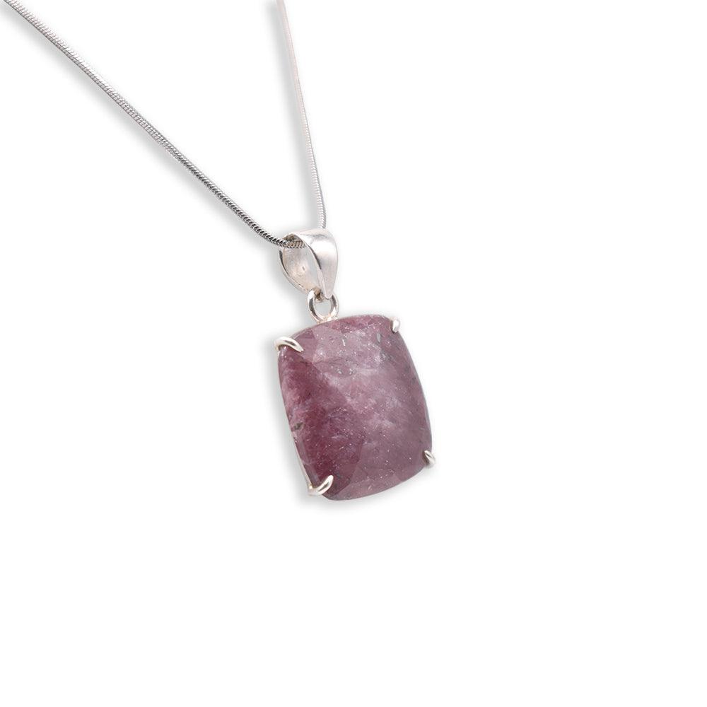 Silver square shaped Ruby Pendant