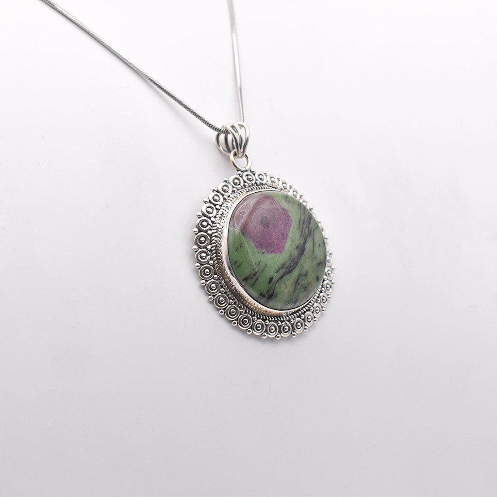 circle shaped Ruby Zoisite Pendant