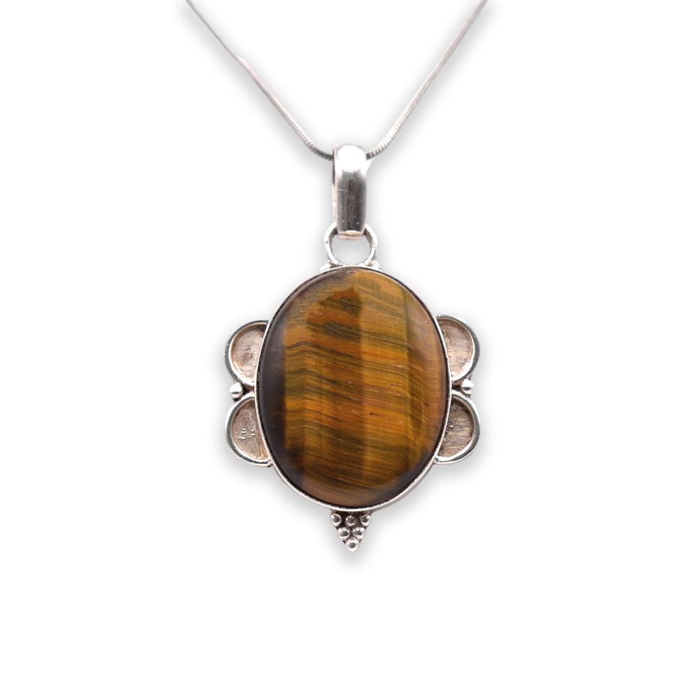 Hanging 925 sterling Silver tiger eye butterfly shaped Pendant with chain 