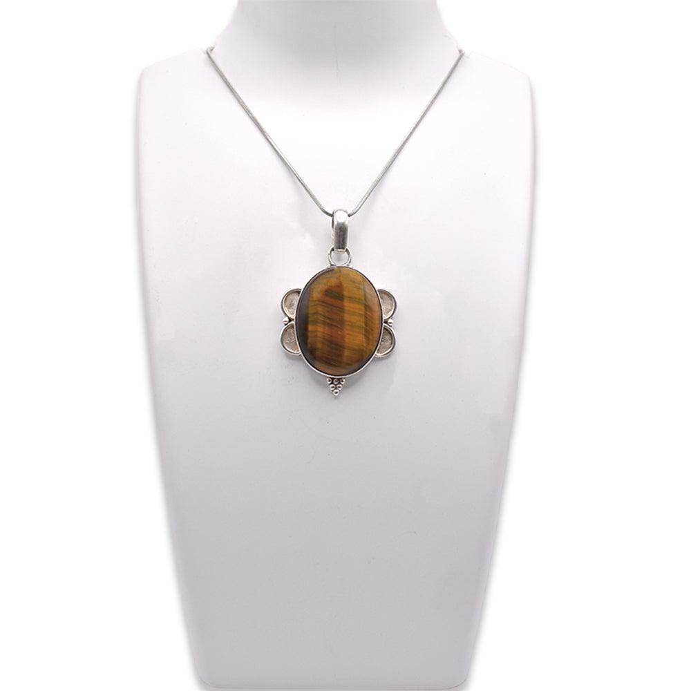 Hanging 925 sterling Silver tiger eye butterfly shaped Pendant on jewelry display
