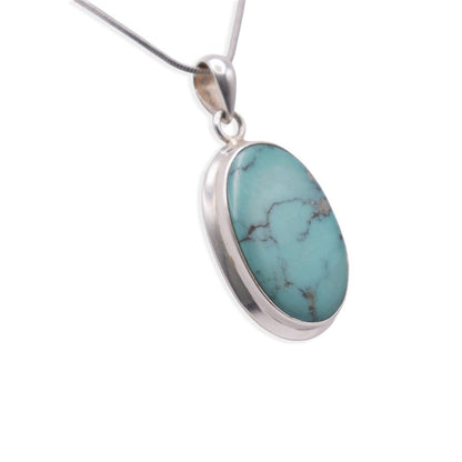 Silver oval shaped Turquoise Pendant