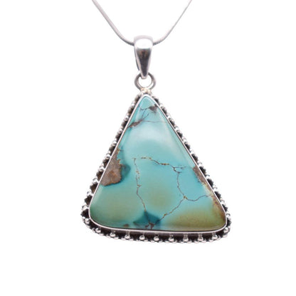 925 Sterling Silver triangle shaped Turquoise Pendant with chain