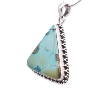 triangle shaped Turquoise Pendant with silver chain