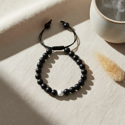 Black Onyx Adjustable Bracelet (Matte Finished)
