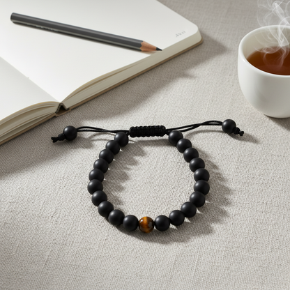 Black Onyx Adjustable Bracelet (Matte Finished)