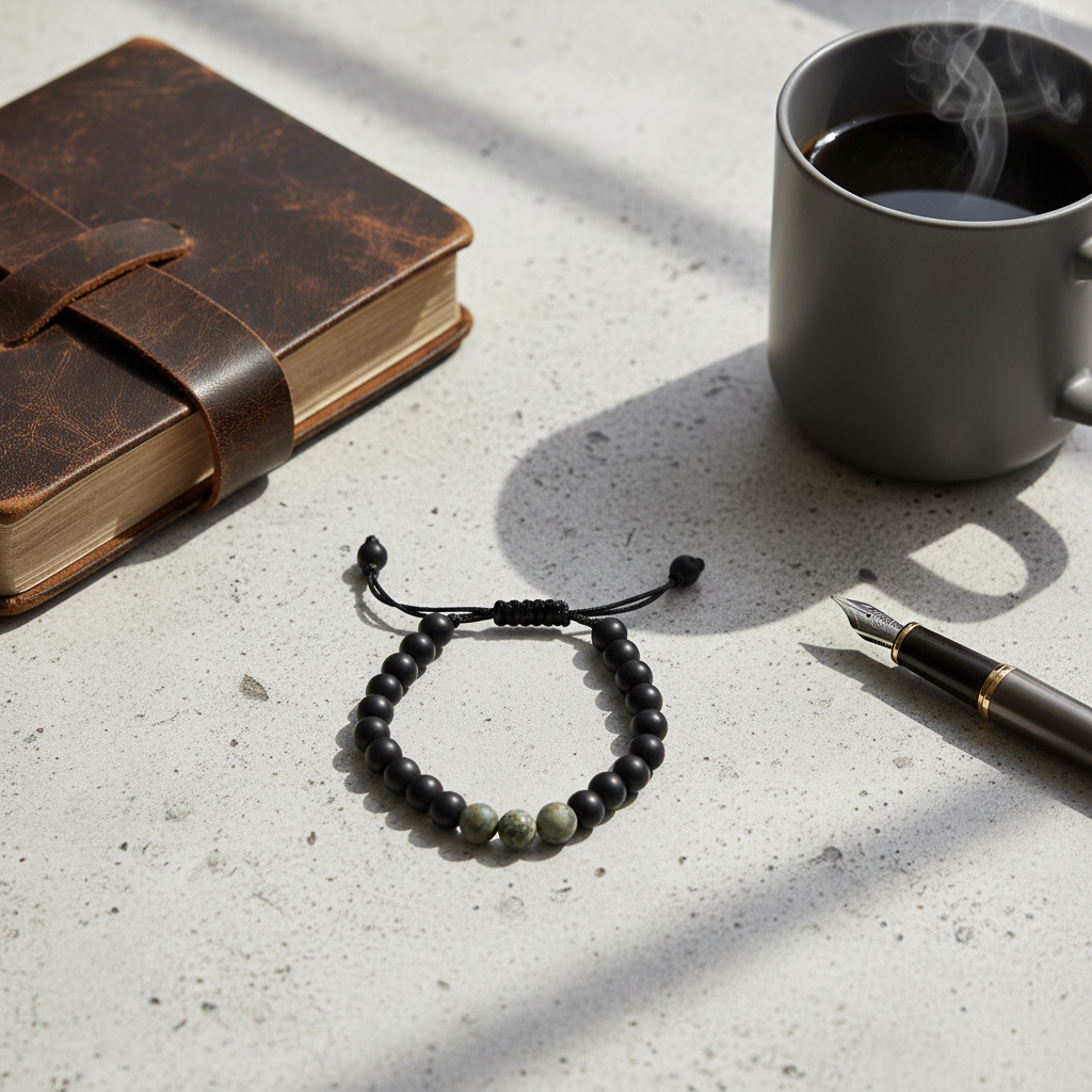 Black Onyx Adjustable Bracelet (Matte Finished)