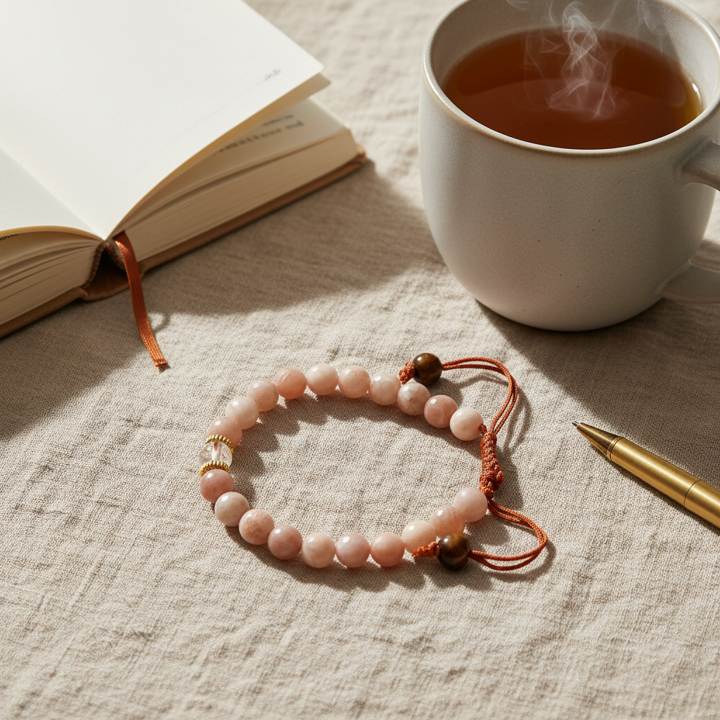 Peach Moonstone Adjustable Bracelet
