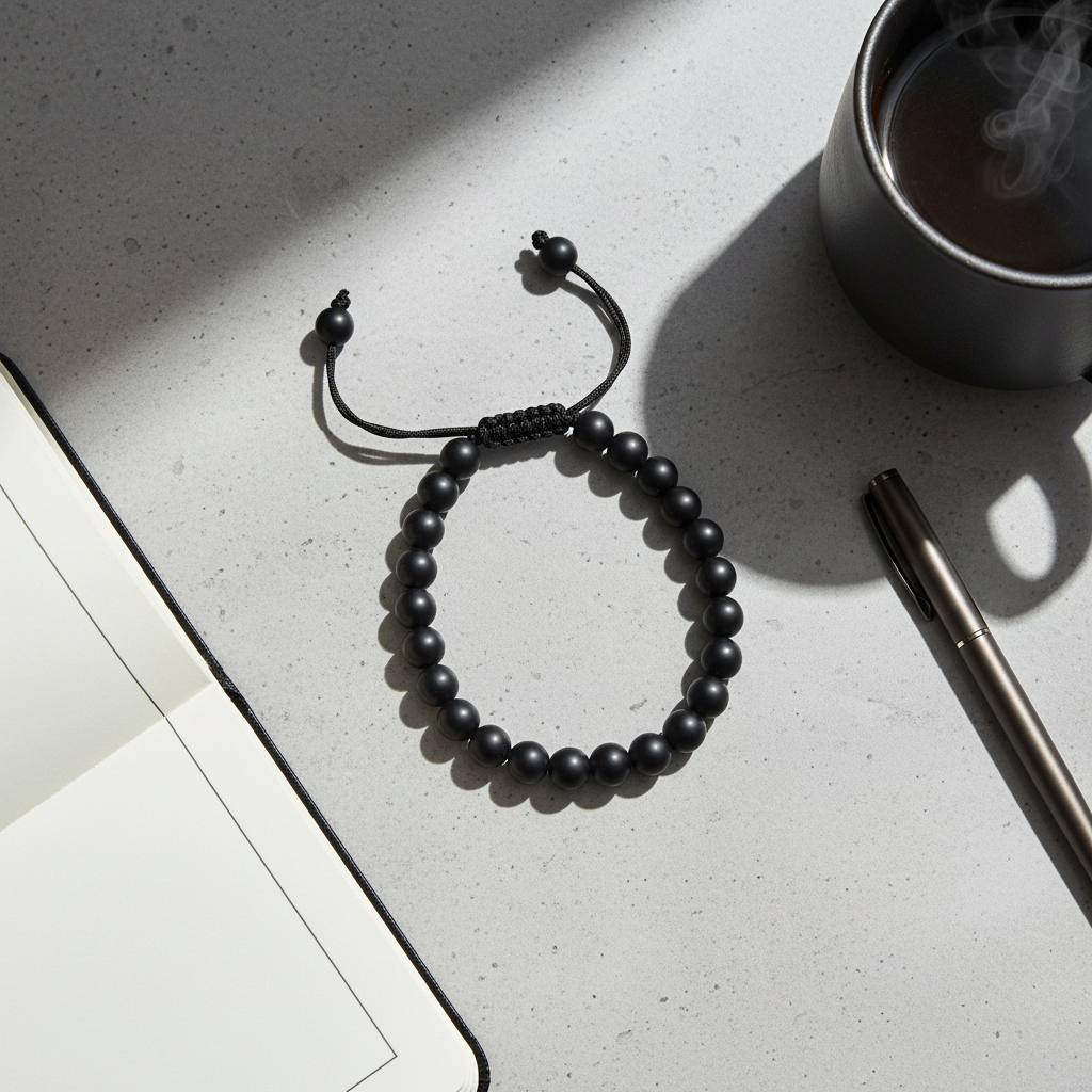 Black Onyx Adjustable Bracelet (Matte Finished)