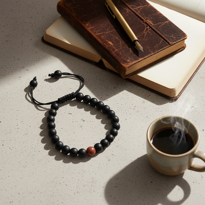Black Onyx Adjustable Bracelet (Matte Finished)