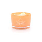 Italian Red Wine scented crystal candle in orange frosted jar with real crystals