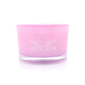 Lavender crystal candle in pink frosted jar with raw crystals