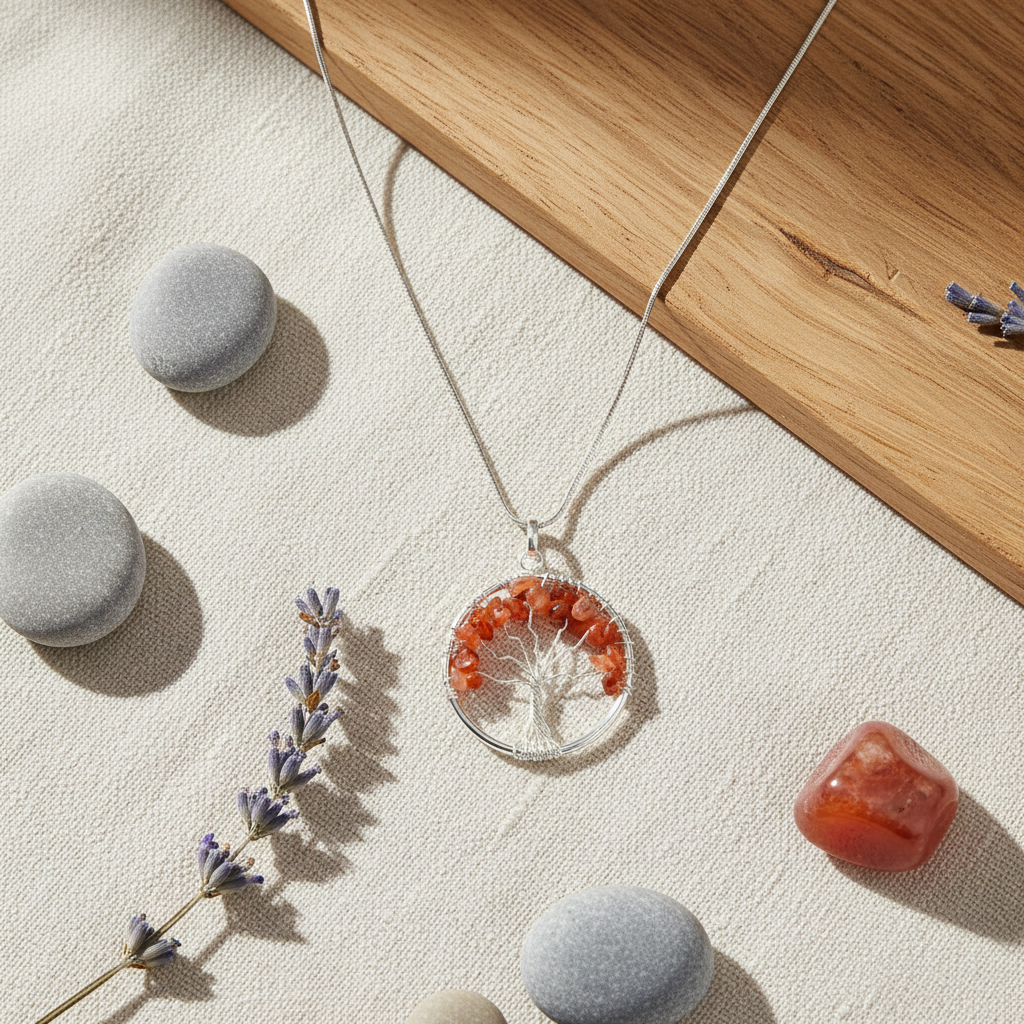 Tree of Life Pendant with Carnelian