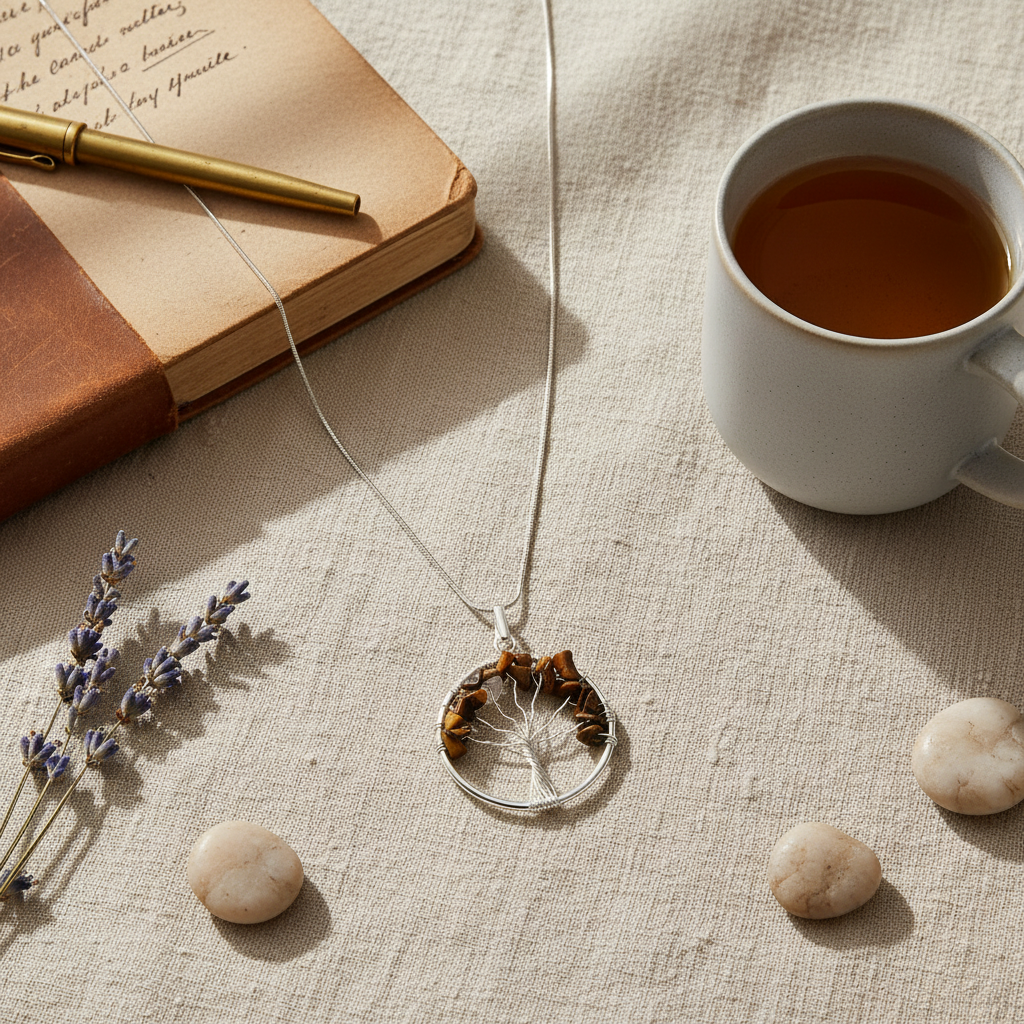 Tree of Life Pendant with Tiger Eye
