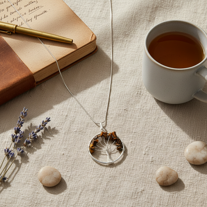 Tree of Life Pendant with Tiger Eye